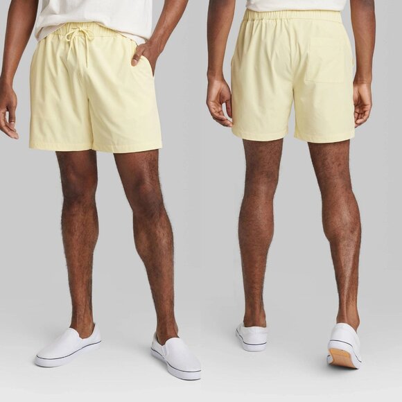 XL - Mens Pull-On Shorts 6in - Original Use - Lemon Yellow - Picture 1 of 6
